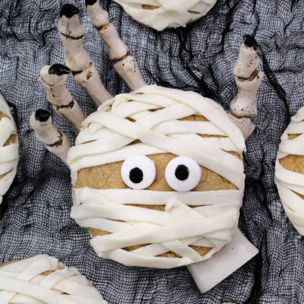 Mummy Cookies on a table.