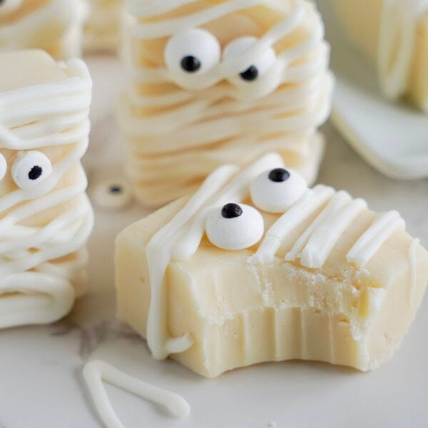 Mummy Fudge with a bite taken out.