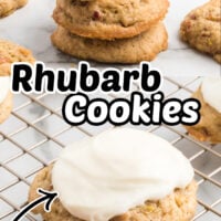 Rhubarb Cookies are a fun twist to traditional oatmeal cookies that make a soft and chewy cookie with a wonderful flavor. Enjoy this rhubarb cookie recipe as is or topped with a cream cheese frosting.