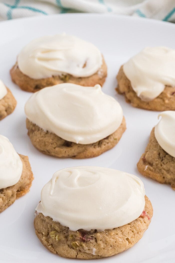 Rhubarb Cookies with Cream Cheese Frosting