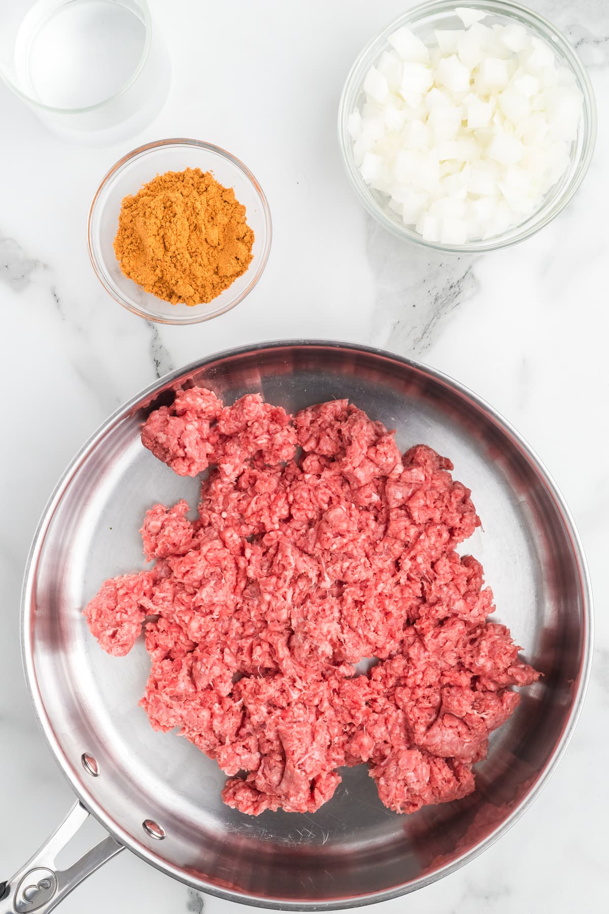 Ground beef in a pan