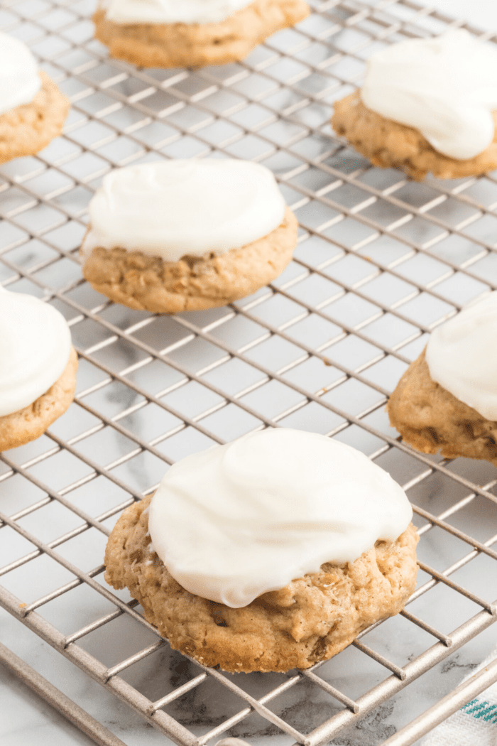 Rhubarb Cookies with cream cheese frosting
