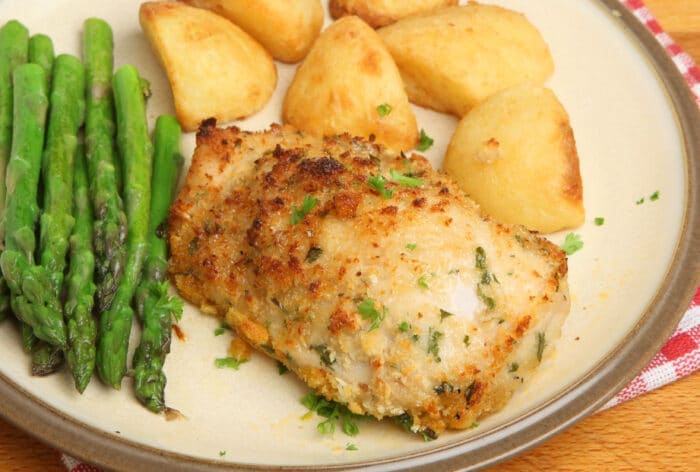 Baked chicken on plate