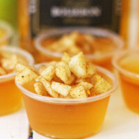 A close up of the Apple Cider Bourbon Shots.