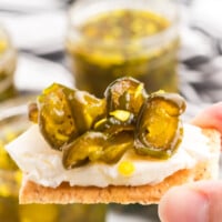 Candied Jalapenos on a Cracker with Cream Cheese