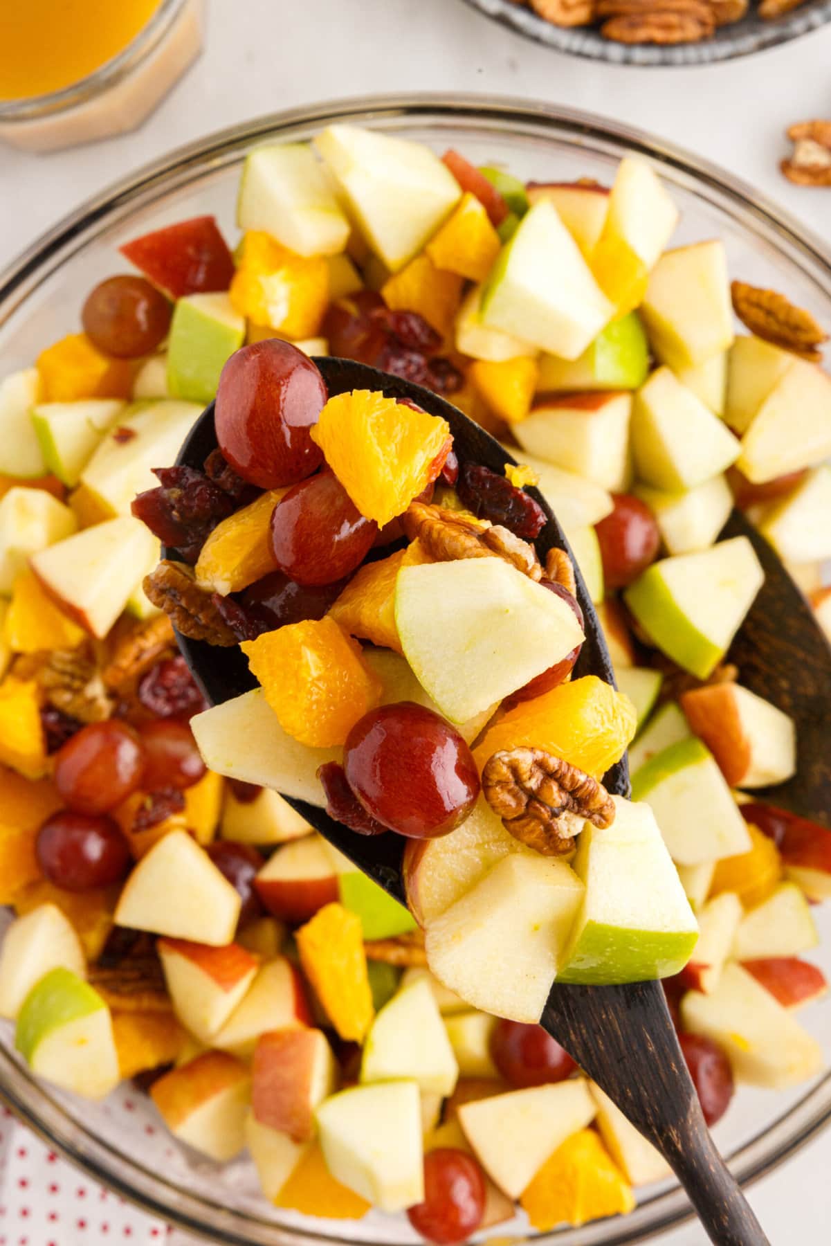 A spoonful of the Fall Fruit Salad.