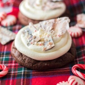Peppermint Bark Cookies with mints on the sides.