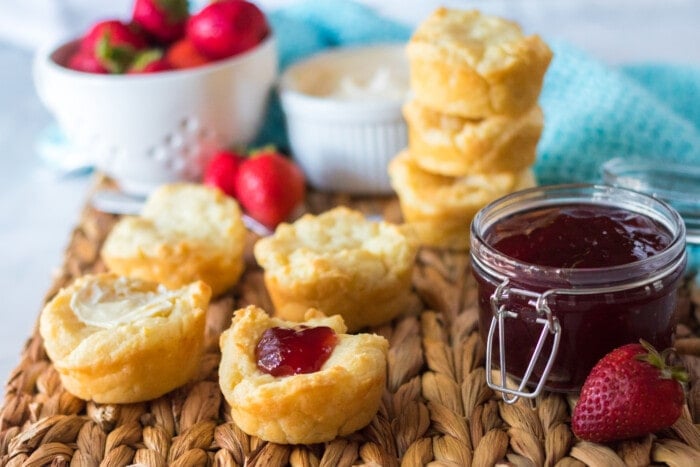 Sour Cream Biscuits with jam on top.