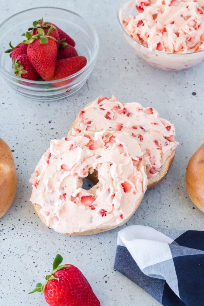 Strawberry Butter on a bagel.