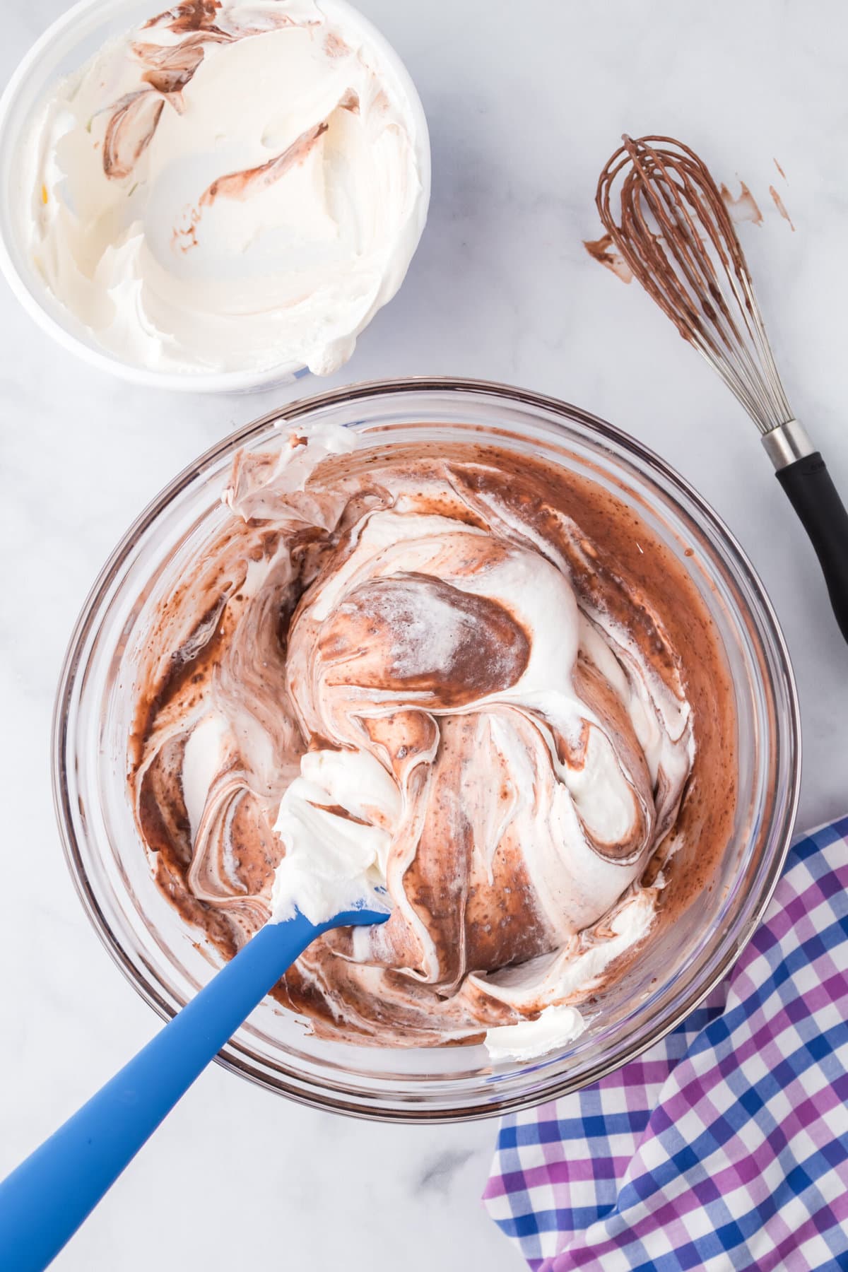 Making the whipped topping.