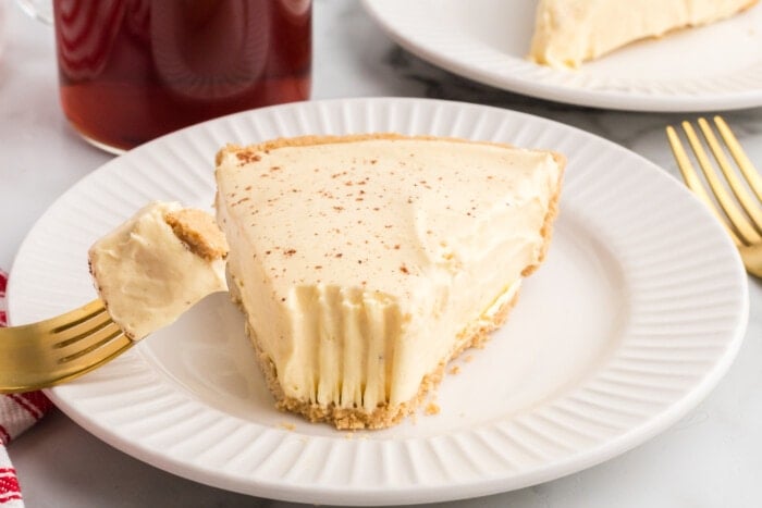 Eggnog Pie (No-Bake) on a plate.