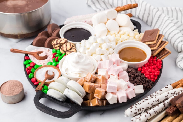 Hot Chocolate Charcuterie Board with additional ingredients on the side.