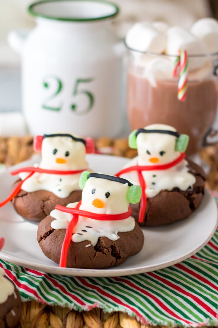 Snowman Cookies on a plate.