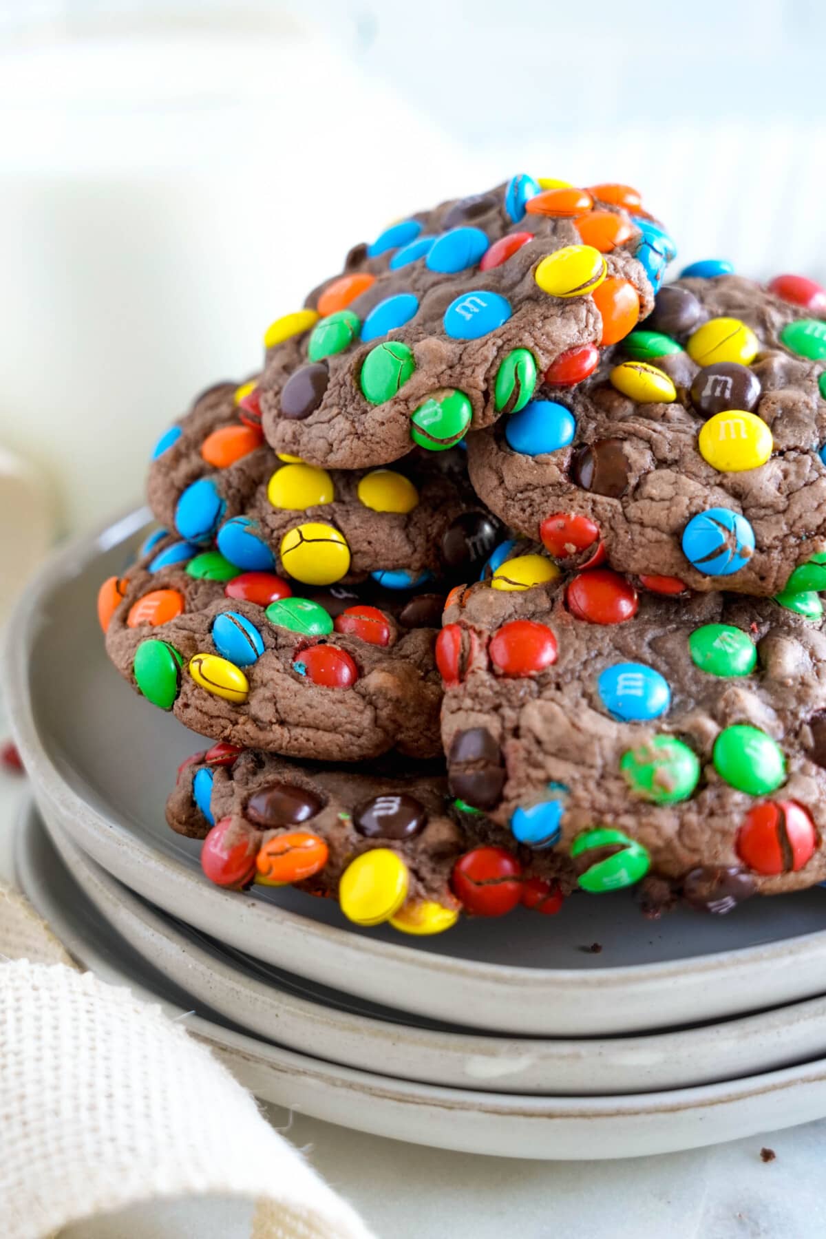 M&M Brownie Cookies stacked