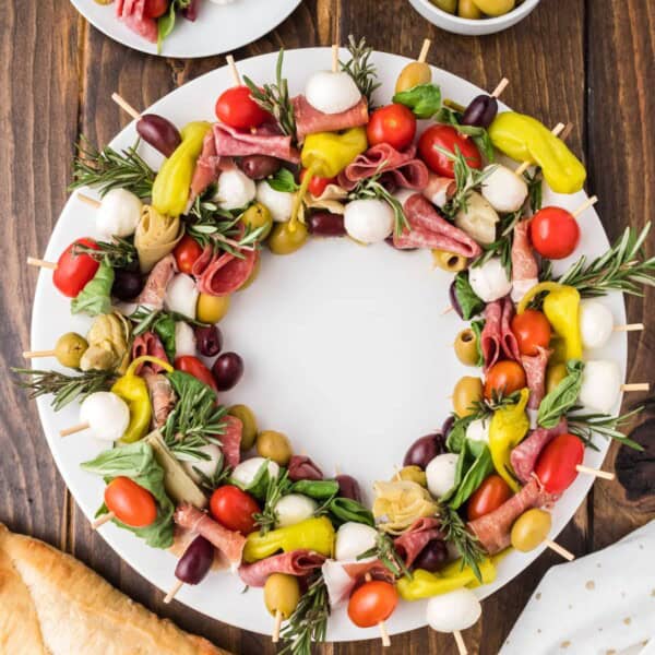 Antipasto Wreath with herbs.