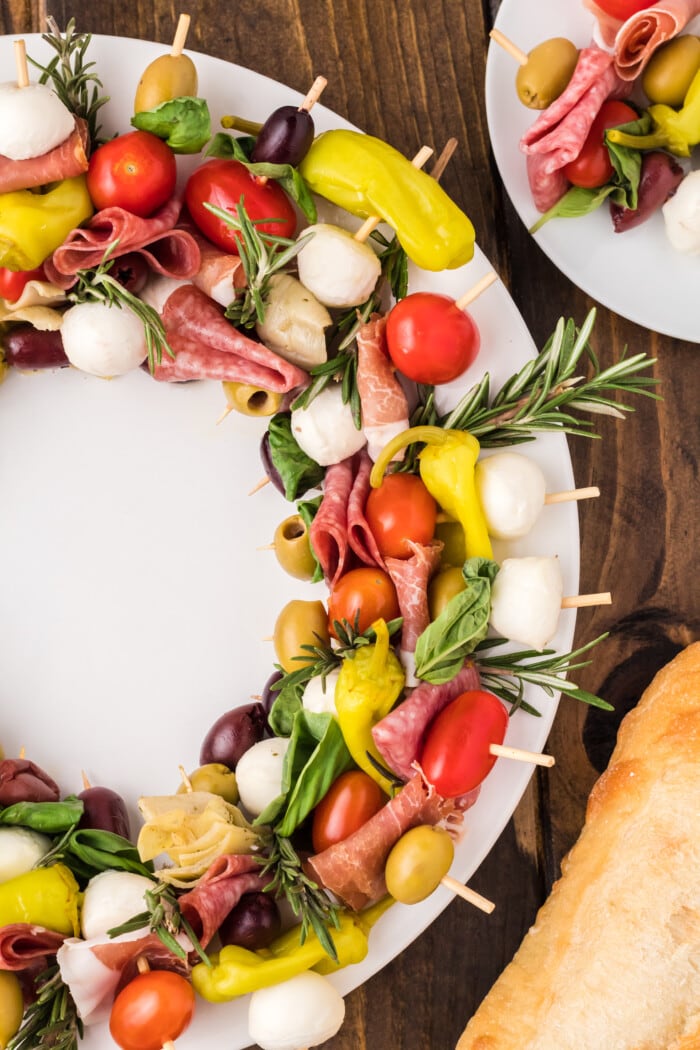 Antipasto Wreath with bread on the side.