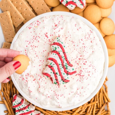 Christmas Tree Cake Dip in a white bowl.