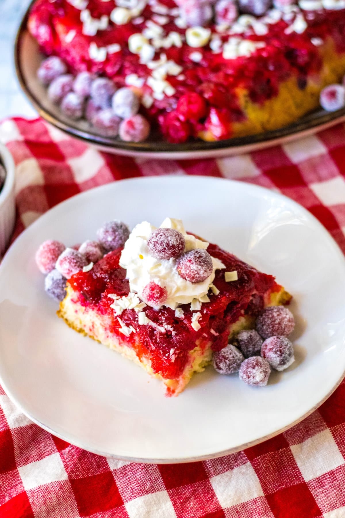 A slice of the Cranberry Upside-Down Cake.