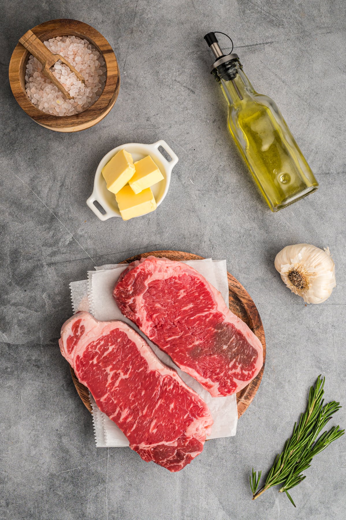 Ingredients needed for pan seared steak