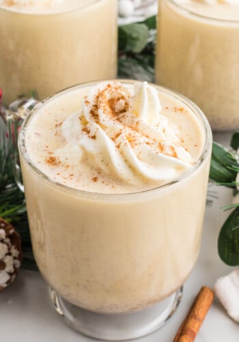 Eggnog with whipped cream on top.