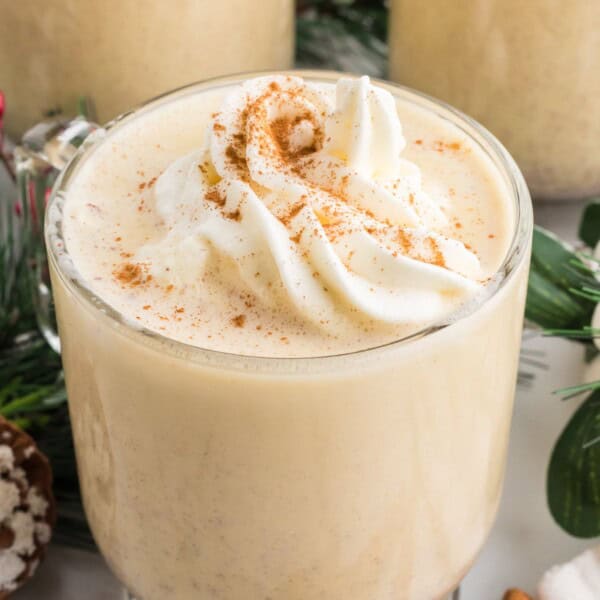Eggnog with whipped cream on top.