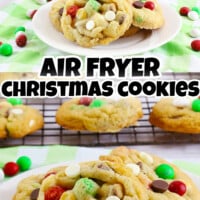 These Air Fryer Christmas Cookies are soft, chewy, and filled with toll house chocolate chips, white chocolate chips, and mini M&M's.