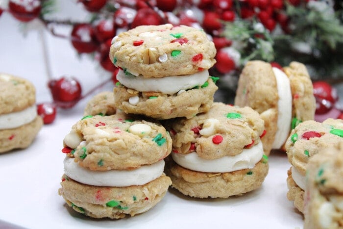 The Christmas Oatmeal Cookies as sandwiches.