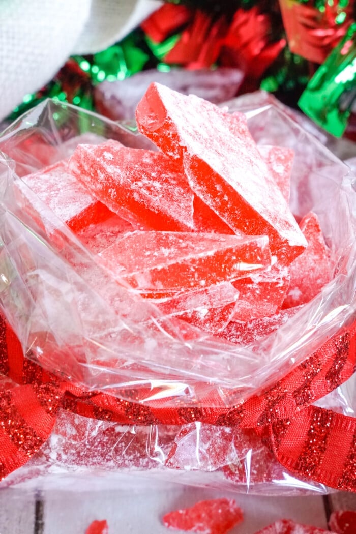 Cinnamon Hard Candy Recipe in a plastic bag.