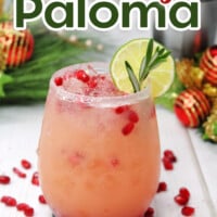 Holiday Paloma recipe is made with Tequila, grapefruit juice, and tonic water with a tasty rosemary simple syrup.