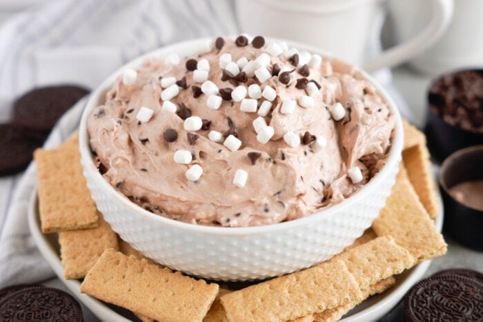 Hot Chocolate Dip with graham crackers.