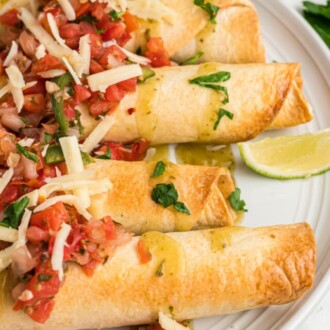 A close up of the Air Fryer Chicken Taquitos.
