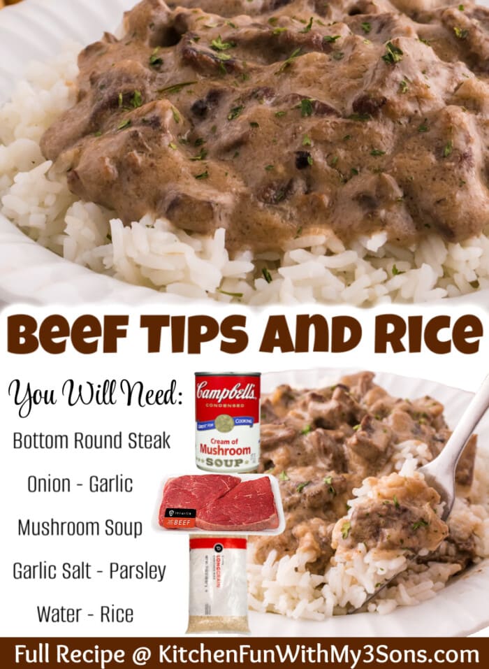 Beef Tips and Rice 