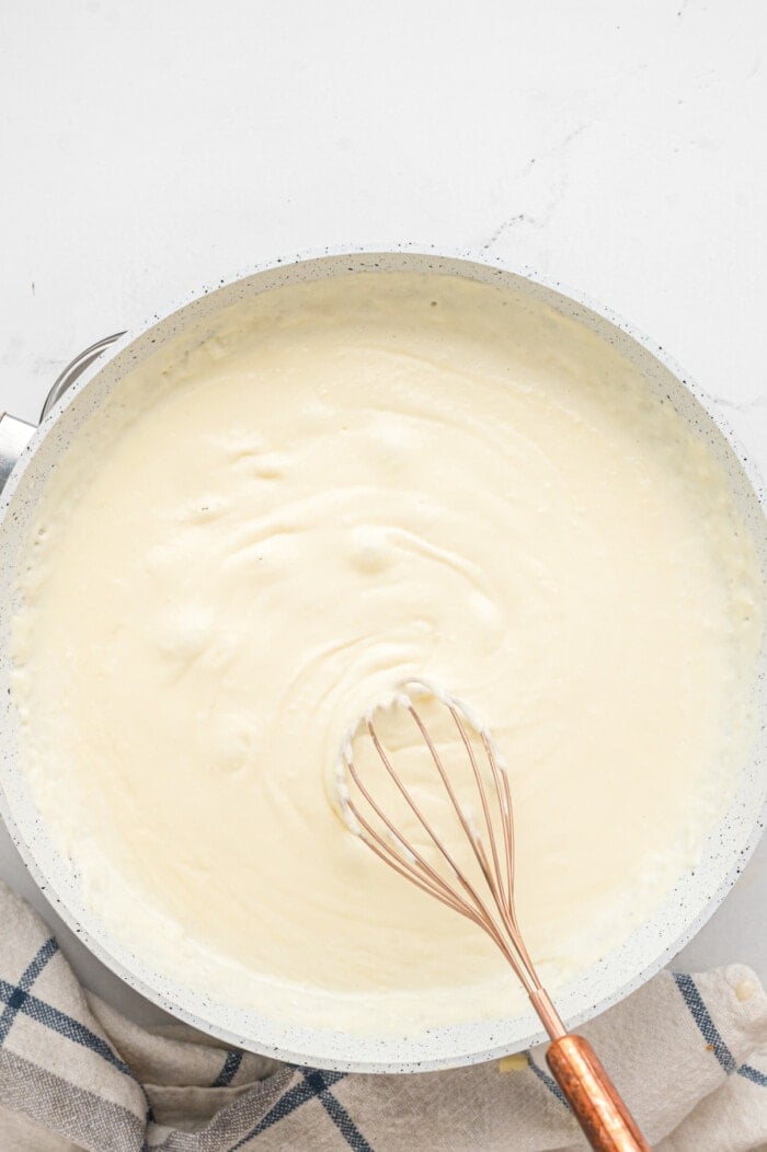 cheese sauce cooked in pan