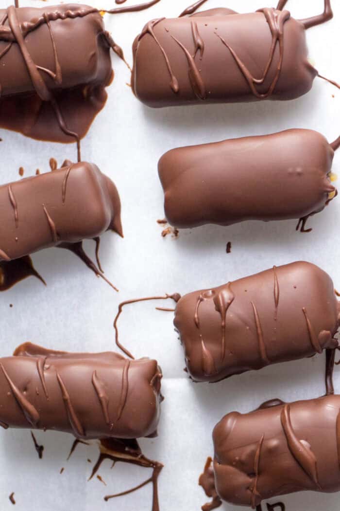 twix bars dipped in chocolate