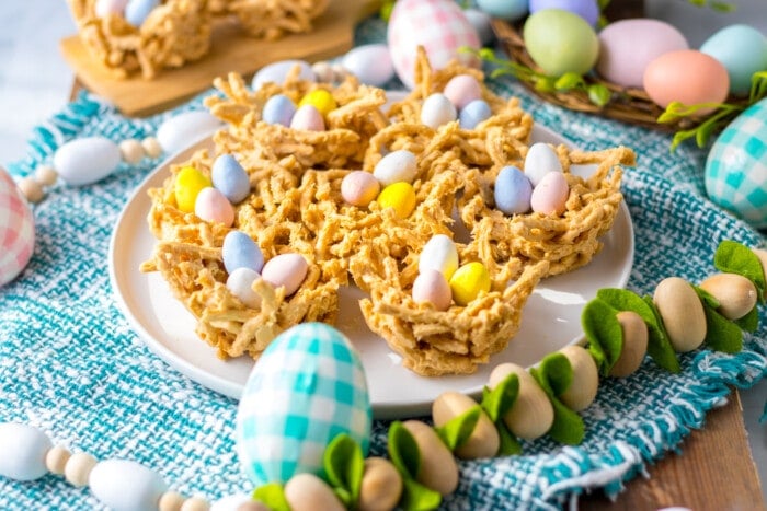 Birds Nest Cookies with Easter decorations.
