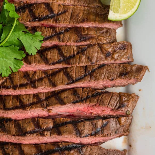 Close up of sliced Carne Asada
