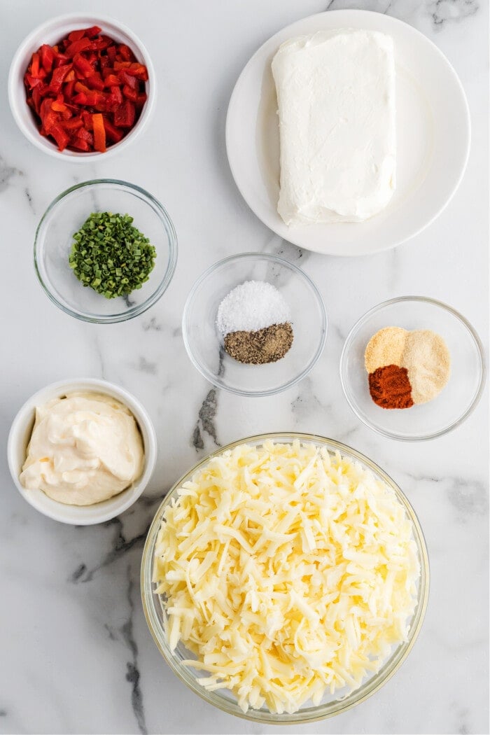 ingredients to make homemade pimento cheese