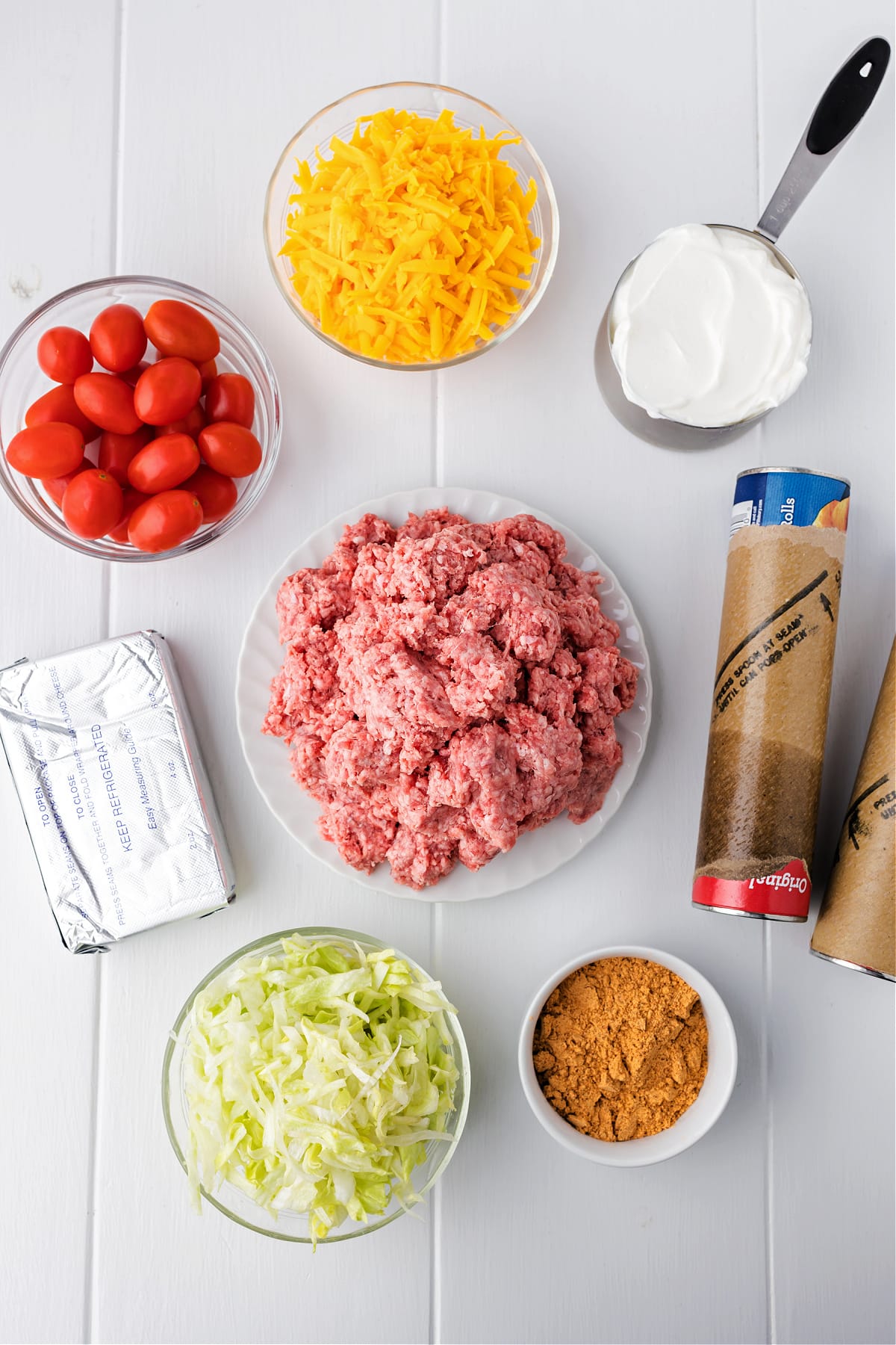 ingredients needed to make taco pizza