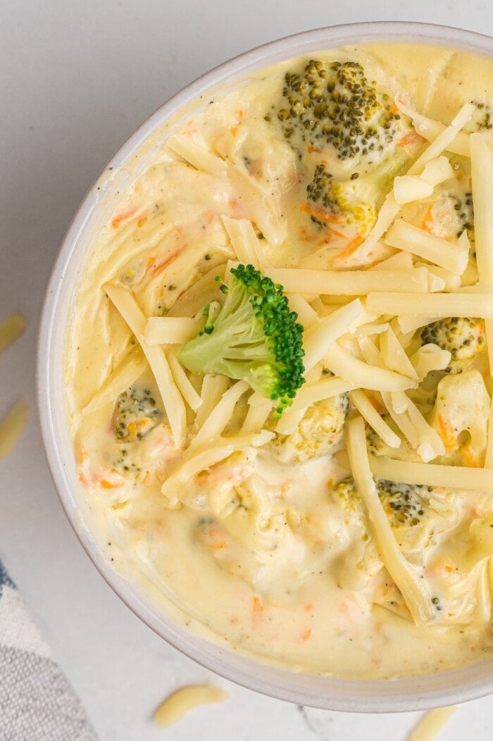 Broccoli Cheddar Soup in a bowl