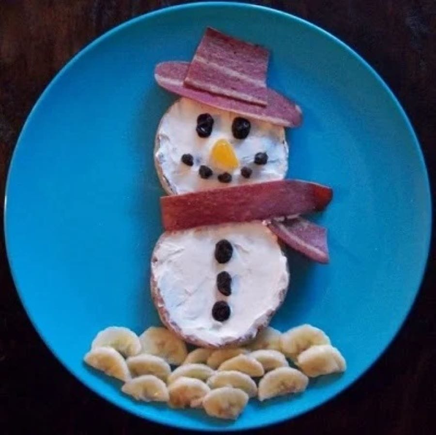 English Muffin Snowman Breakfast