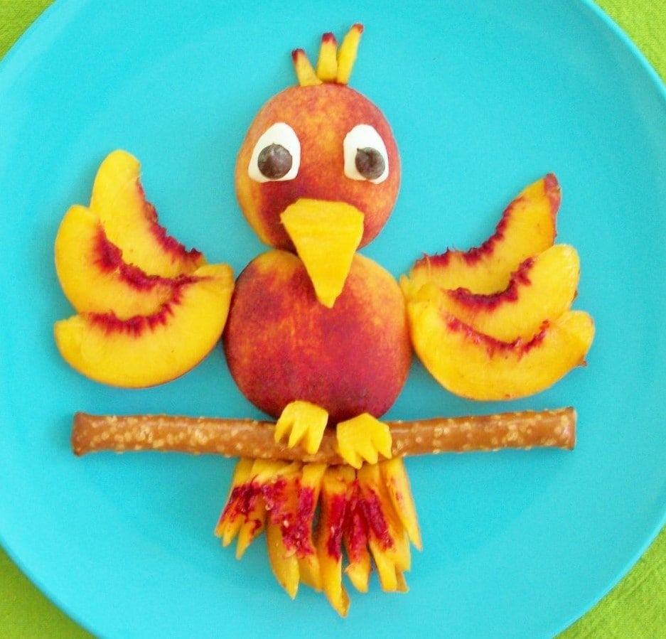 Peachy Parrot Fruit Snack - fruit art for kids