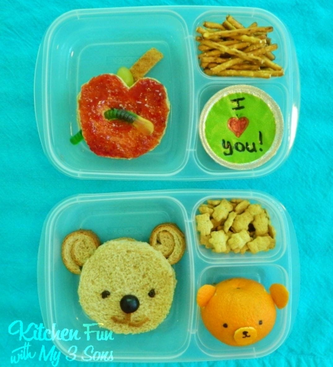 Easy Apple & Bear Bento School Lunches