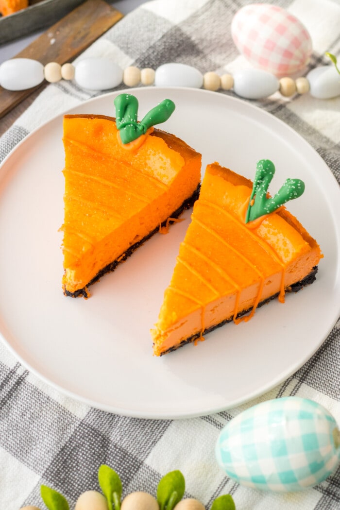 Two slices of the Carrot Cheesecake