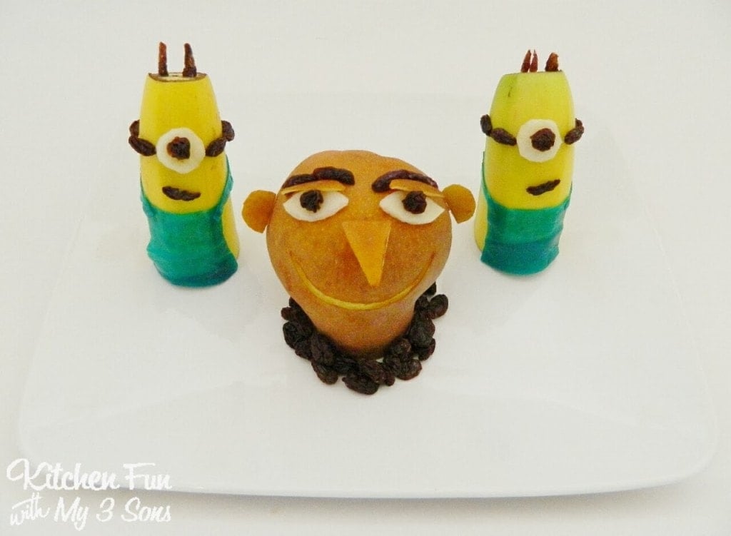 Despicable Me Fruit Snack with a pear and banana