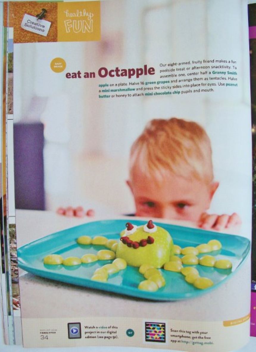 Octopus Apple Fruit Snack in Family Fun Magazine