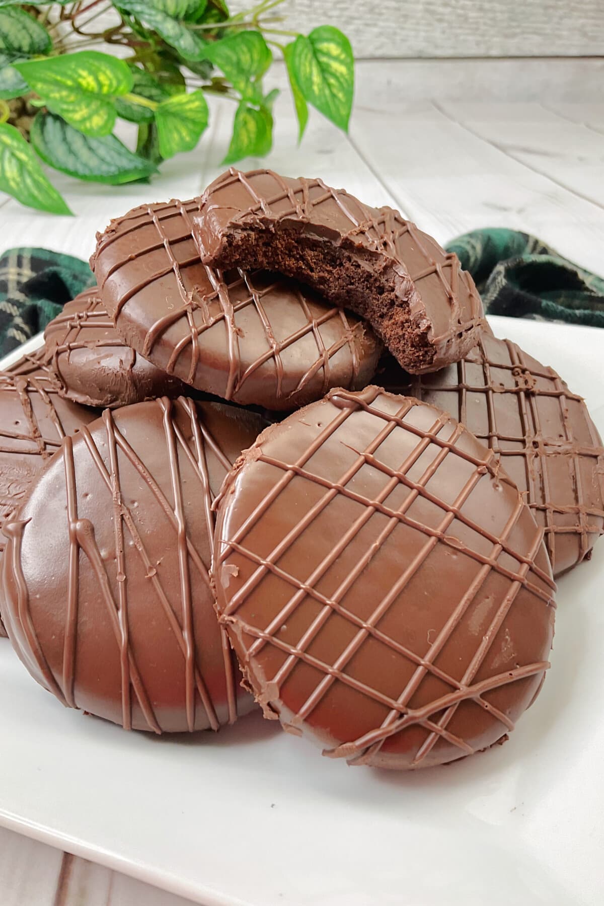 Homemade Thin Mints on a white plate.
