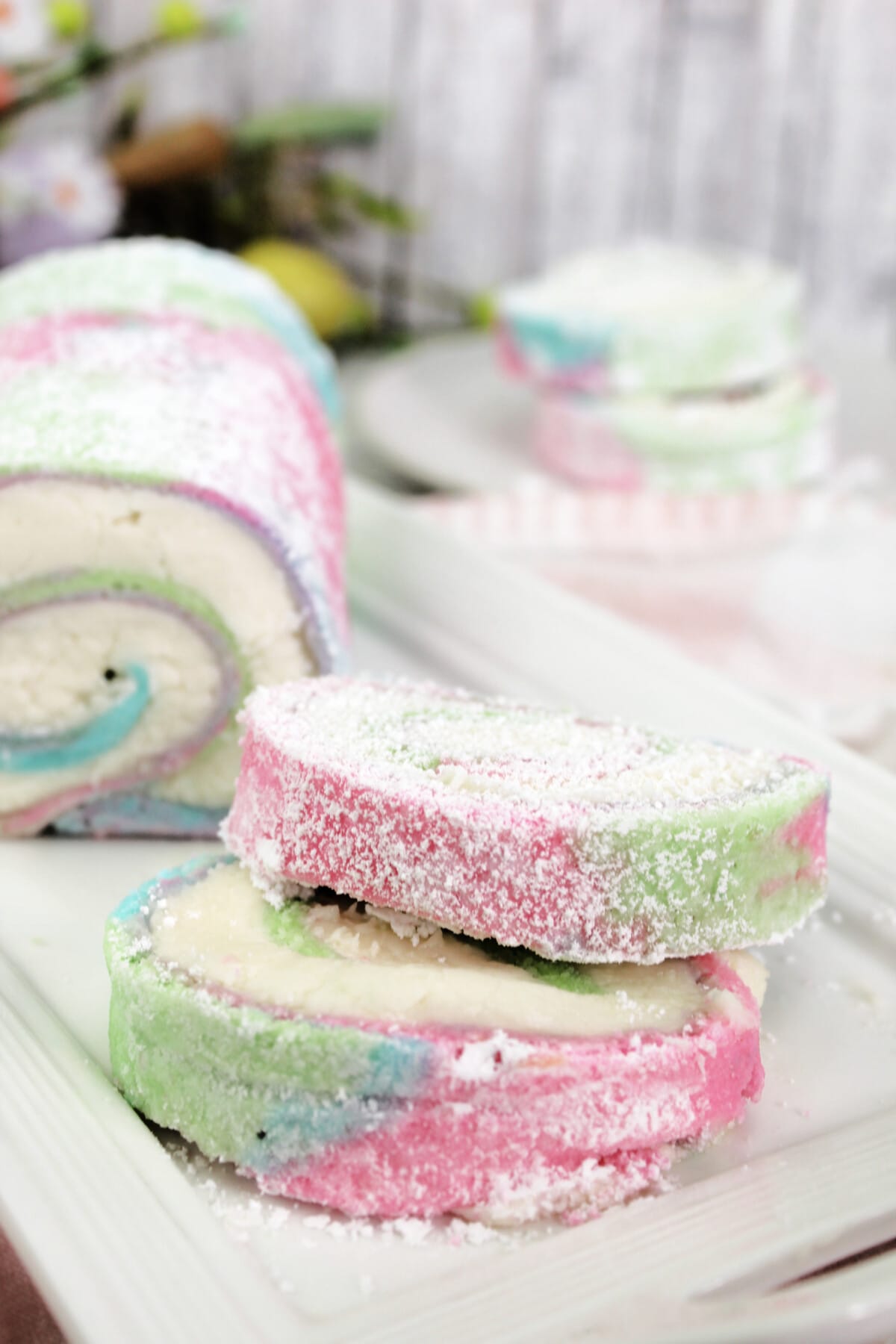 Slices of Easter Cake Roll 
