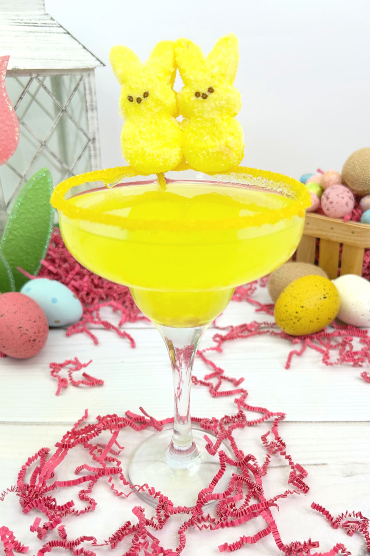 Peeps Margarita with red paper decorations.
