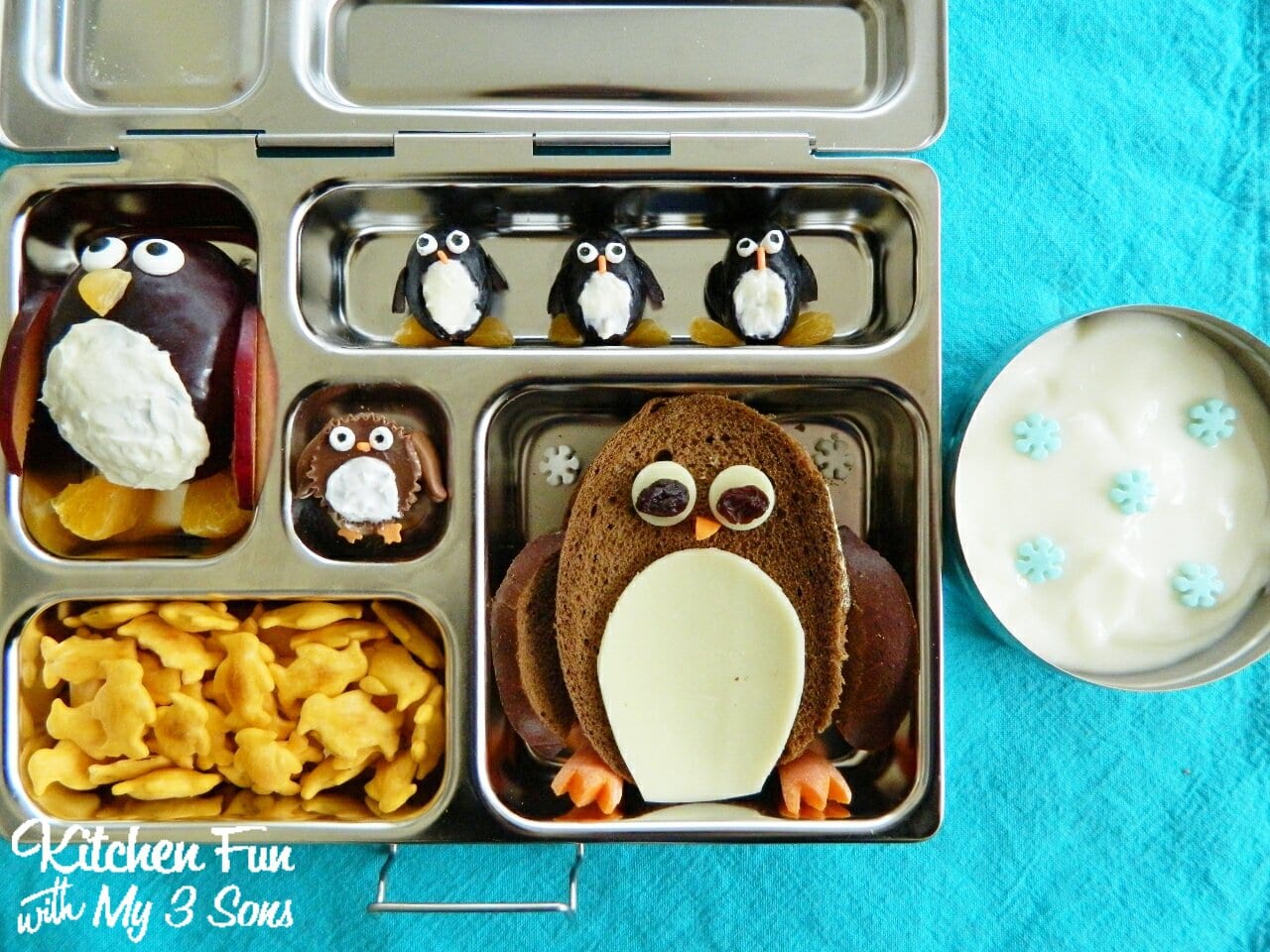 Penguin Bento lunch with yogurt