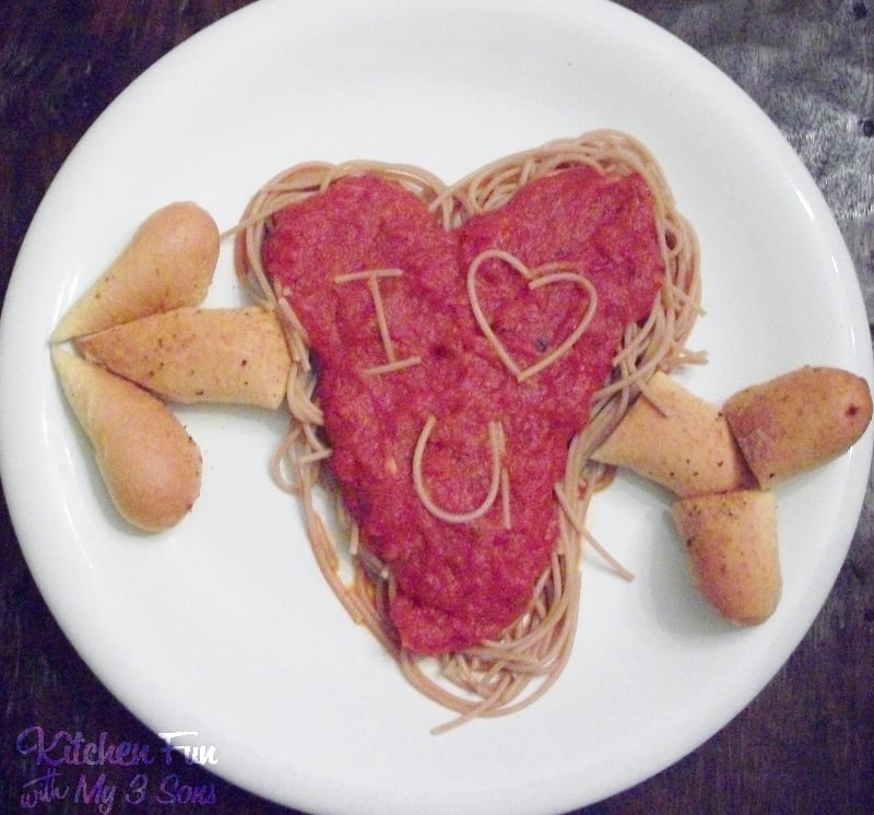 Valentine spaghetti for kids